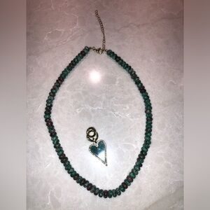 Allie & Bess Renee Necklace and Malachite Heart Charm